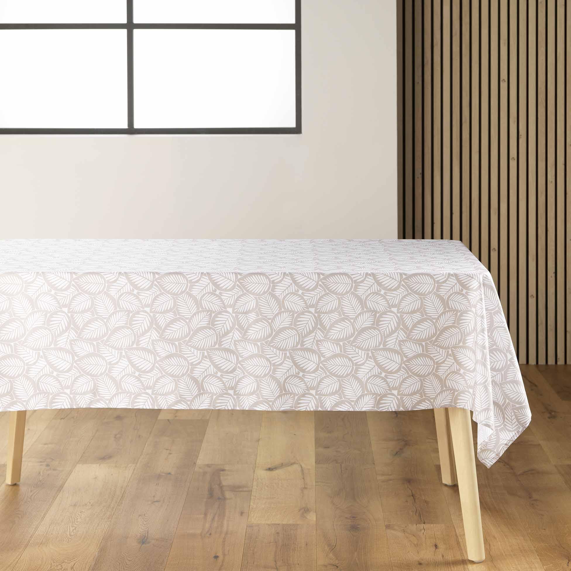 NAPPE RECTANGLE 140X240CM IMPRIMEE MICROFIBRE DIVANY NATUREL