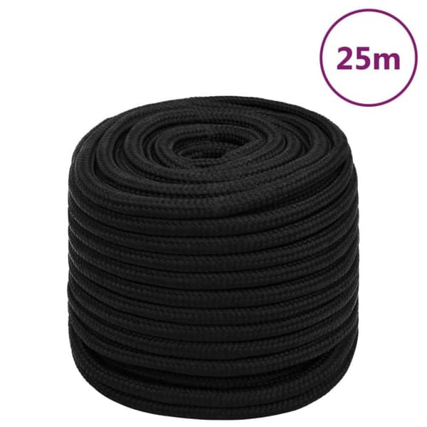 vidaXL Arbeidstau svart 18 mm 25 m polyester