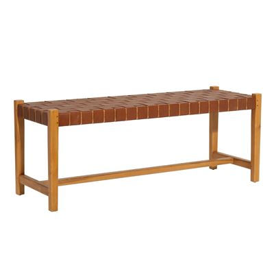 Banc en teck assise en cuir
