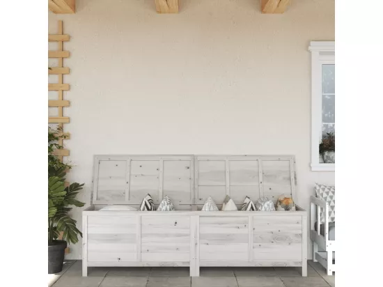 Boîte de rangement de jardin blanc bois massif de sapin