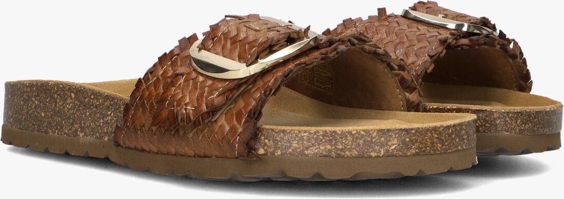 bruine stefano lauran slippers bio gevlochten 1 band slipper met gesp