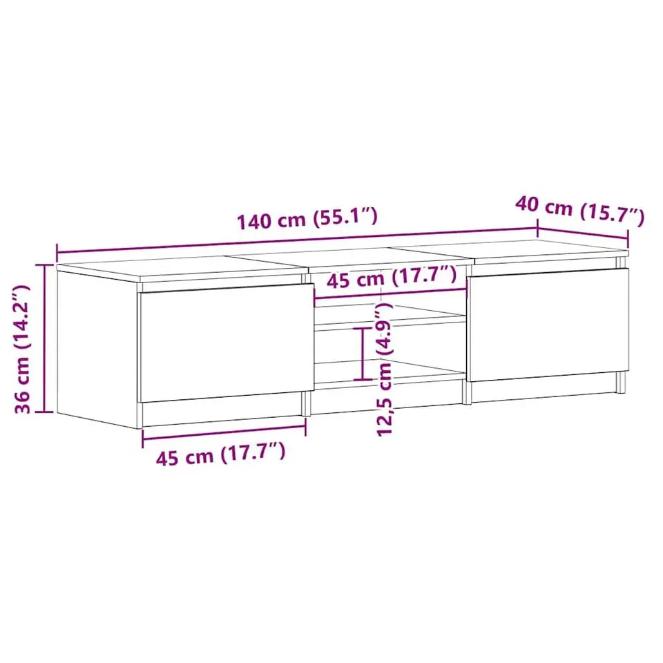 vidaXL - Tv-meubel - Zwart - Bewerkt hout