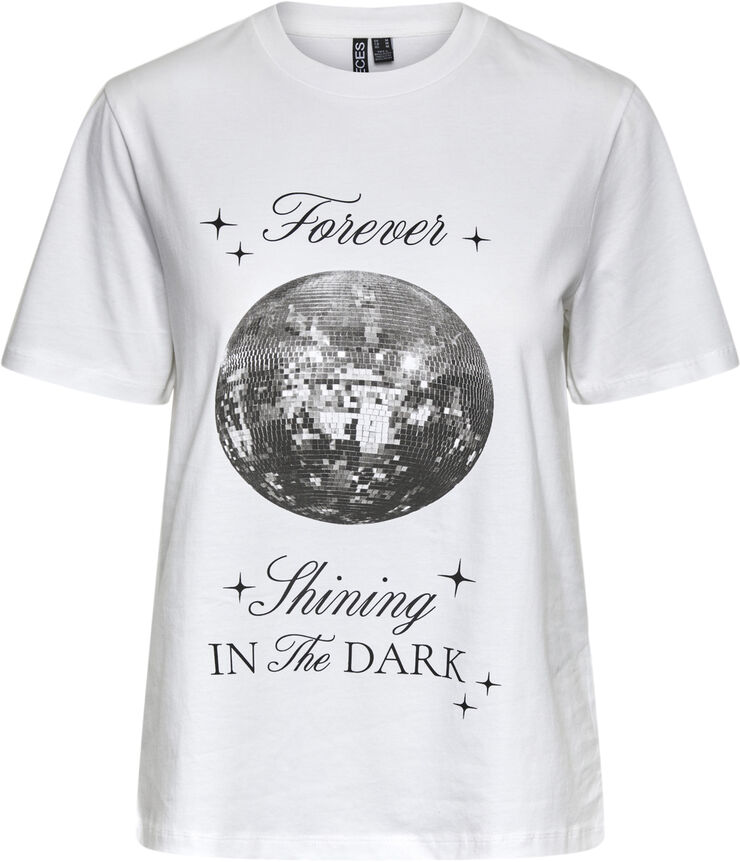 Pieces PCRONDA SS PRINTED T-SHIRT Bright white/forever shining in the