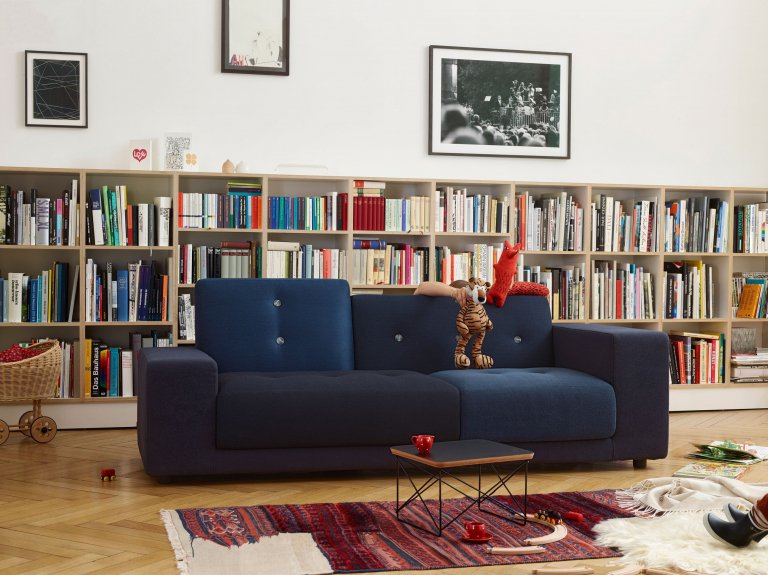 Vitra Polder bank blauw armleuning links