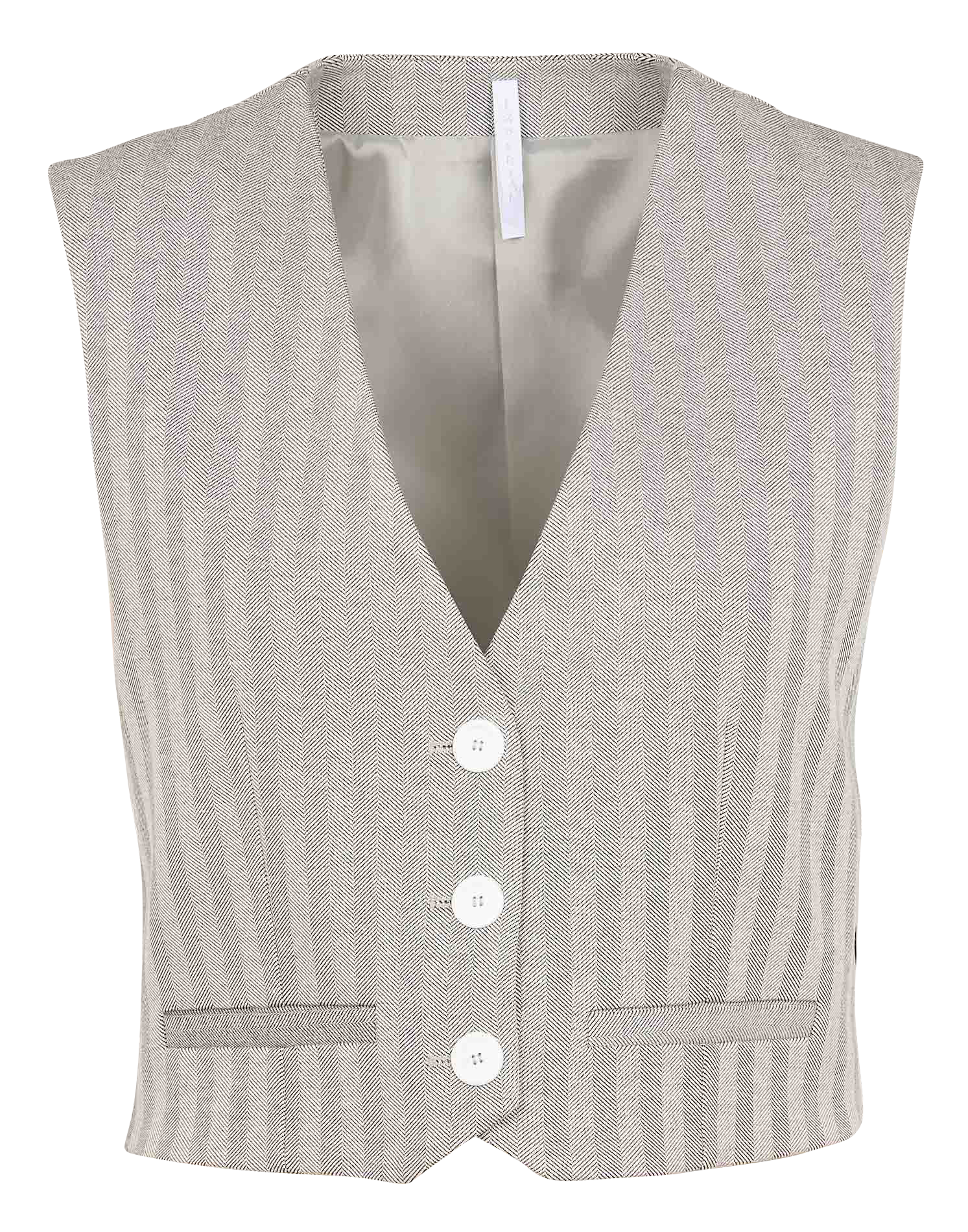 Gilet sans manches col V droit| Blanc