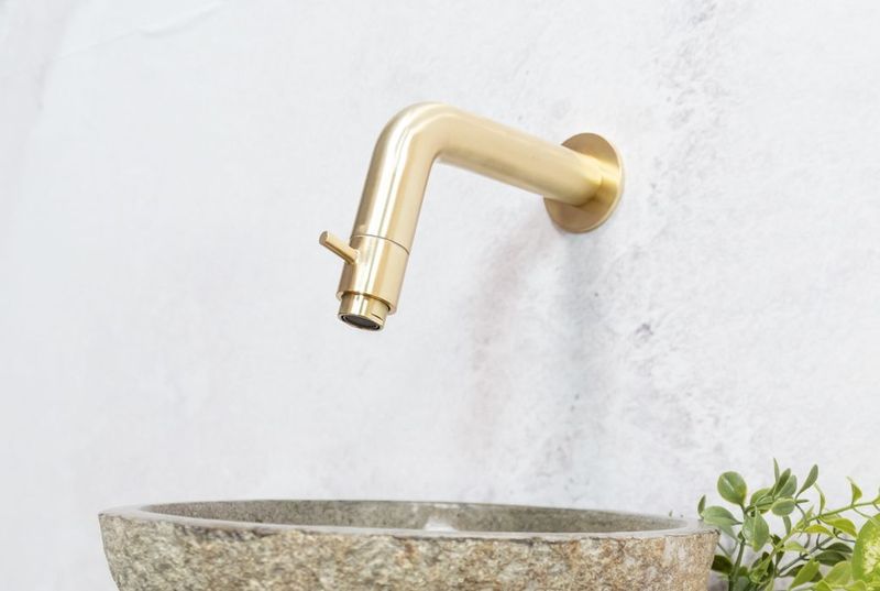 Saniclear - Baru - Fonteinset - Eiken Plank - Rivierstenen Waskom - Gouden Kraan