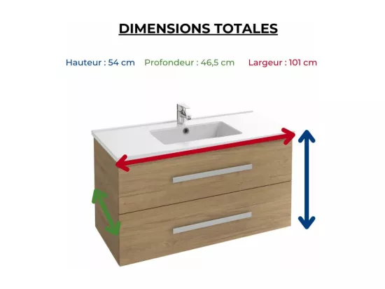 Pack meuble vasque 100 cm JACOB DELAFON Ola up chêne + colonne