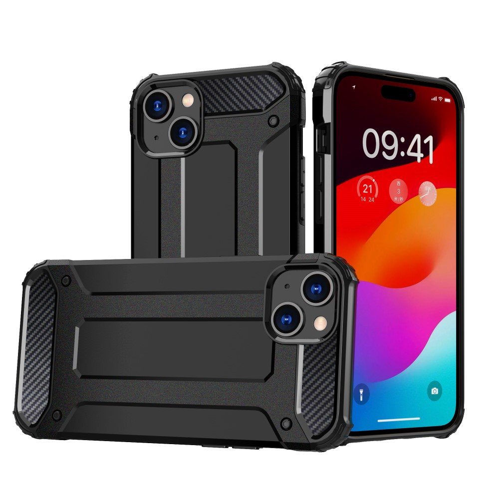 iPhone 15 Outdoor Hybrid Hardcase Hülle - Schwarz