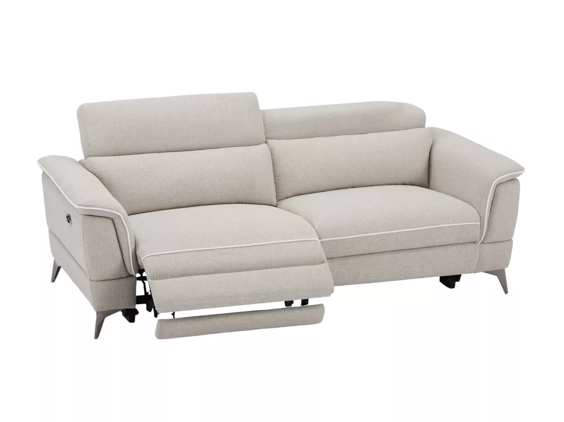 Canapé 3 places relax électrique en tissu beige MACARI