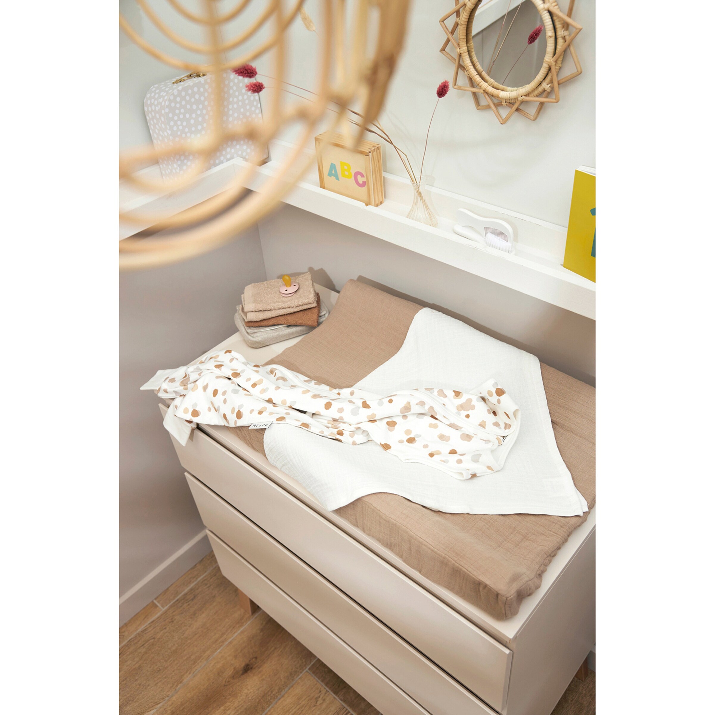 Meyco Baby Wickelauflagenbezug Musselin 50x70 cm Taupe