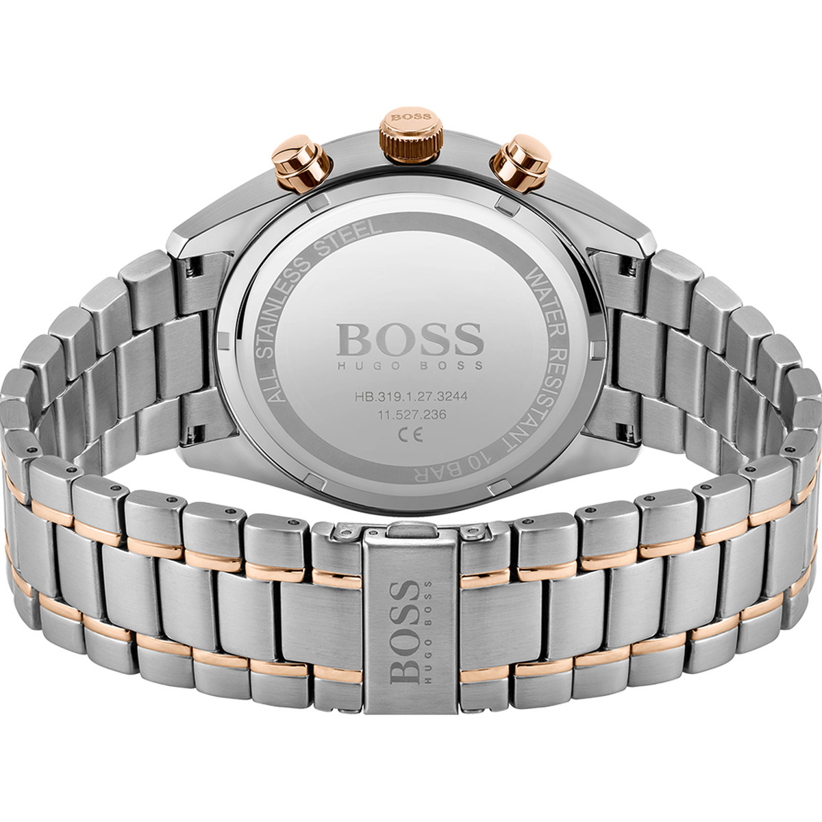 Montre Boss homme bracelet acier bicolore rose