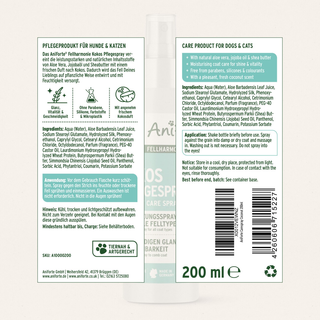 AniForte Pflegespray Kokos Fellharmonie 200 ml
