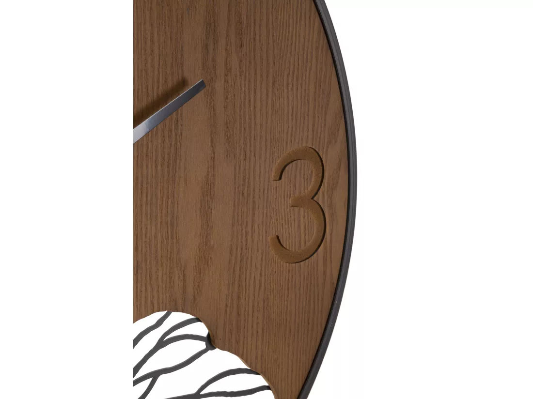 Horloge murale ronde en bois et métal marron Ø cm 60x2