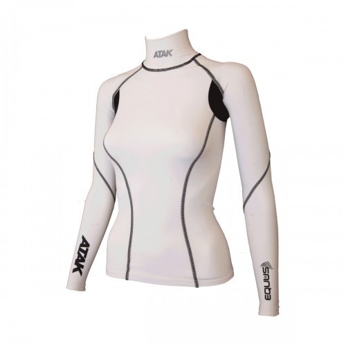 Camisa de compressão feminina para ciclismo, branca