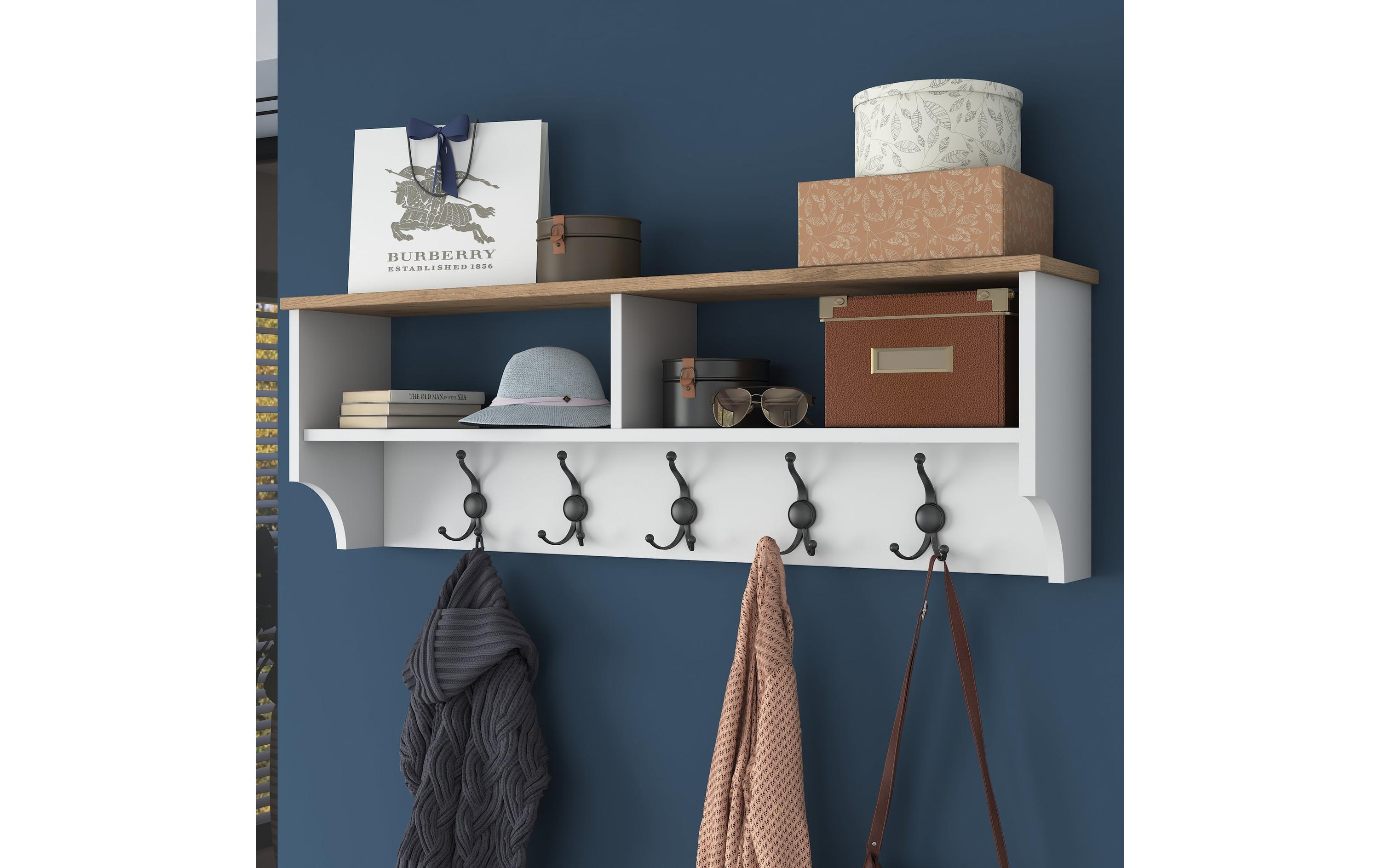 Wandgarderobe P2 - 2460 120 cm x 37.2 cm, WeissHochwertiger Hallenstand