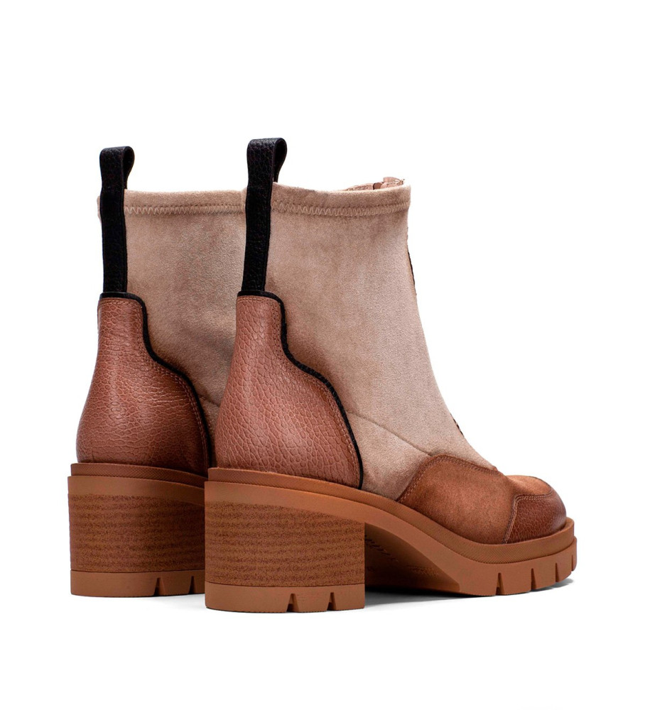Hispanitas Botines de Piel Ingrid marrón -Altura tacón 6cm-