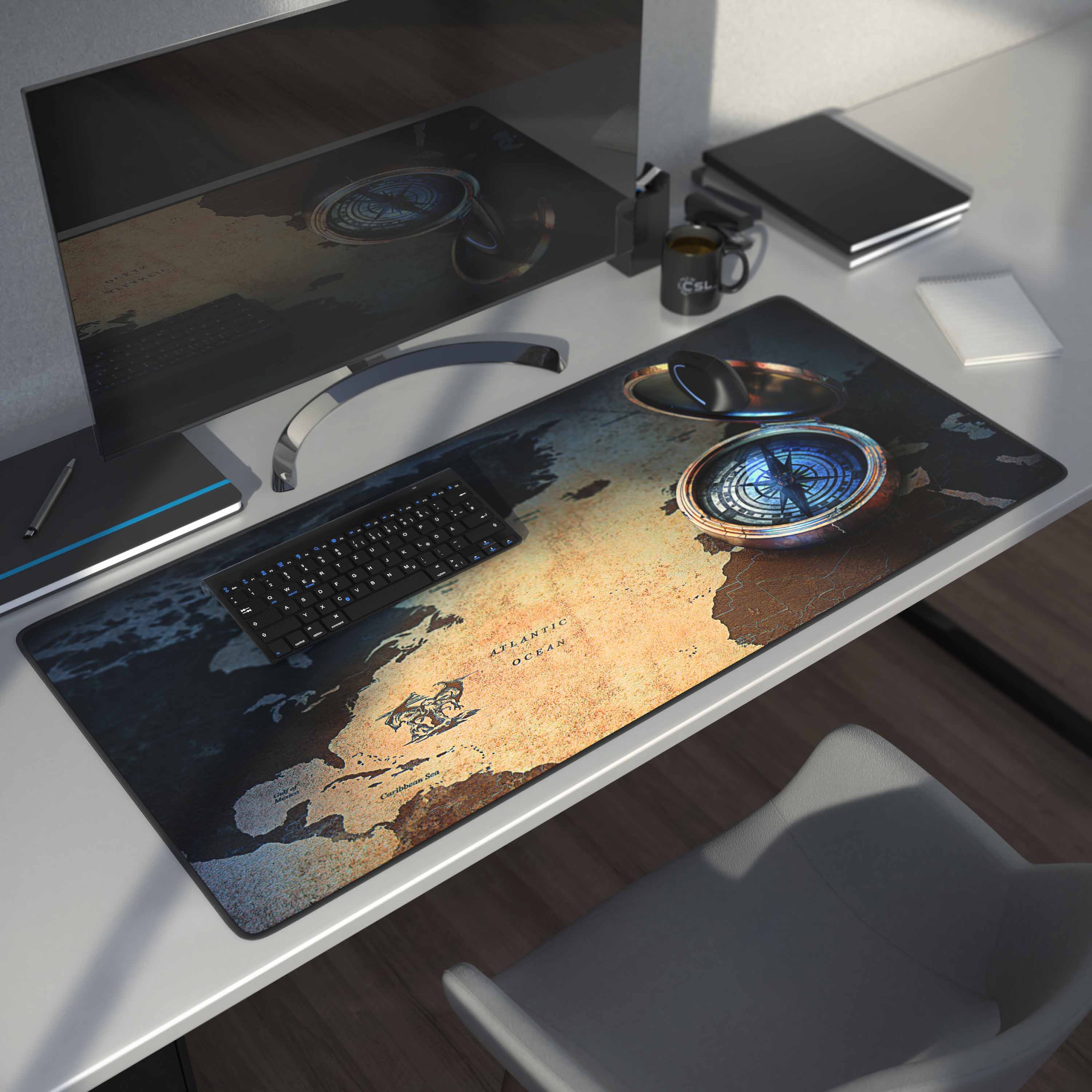 CSL Gaming Mauspad, XXL Schreibtischunterlage 900 x 400mm, Präzision & Geschwindigkeit, Compass