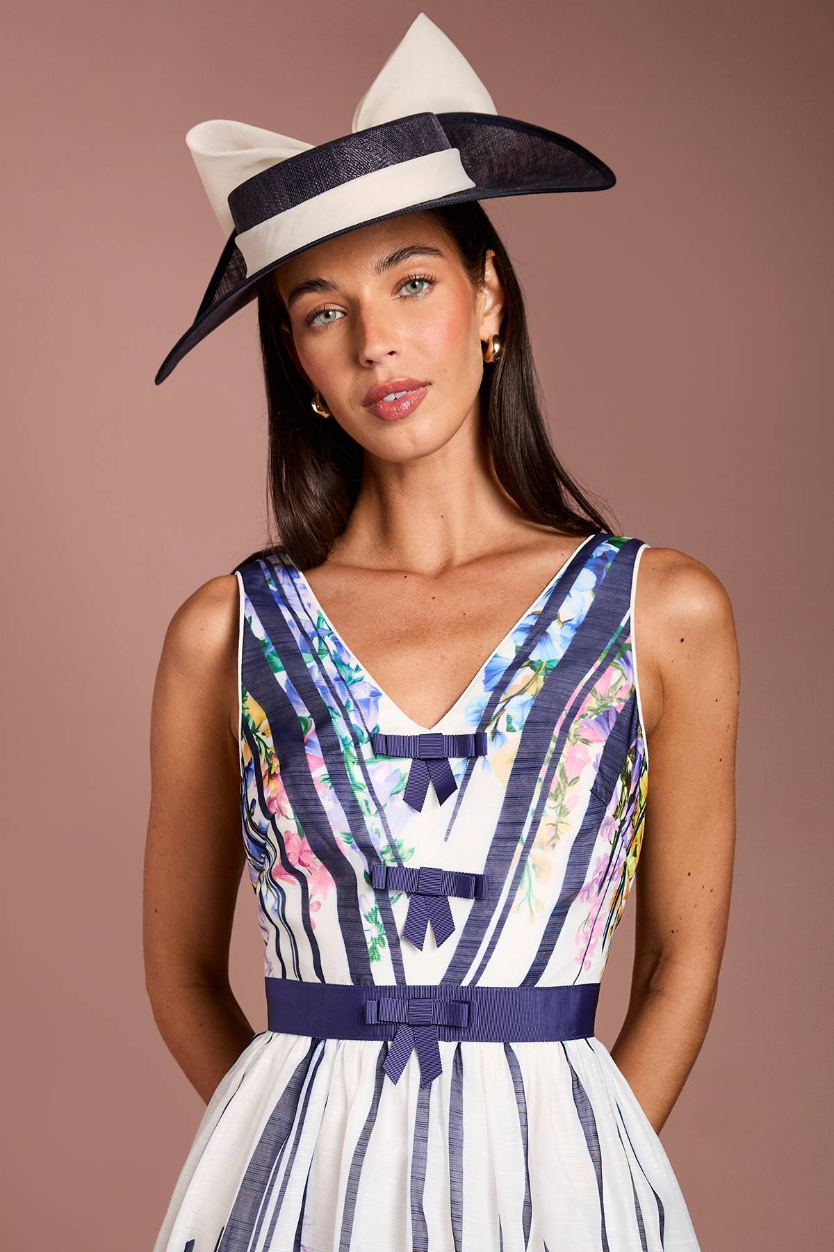 Coast Robe Midi Lisa Tan En Organza Imprimé Avec Détail Nœud