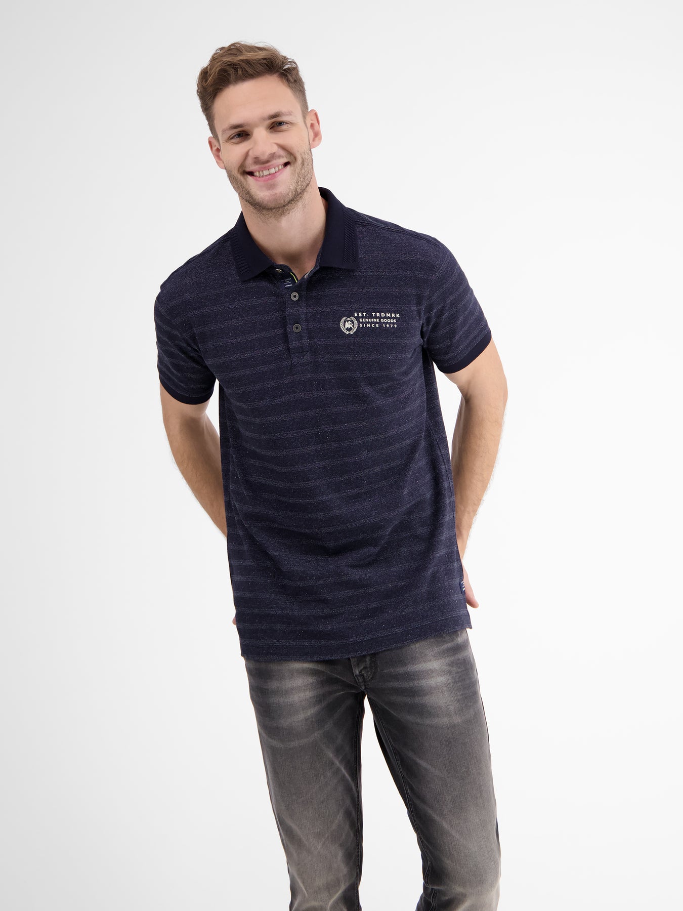Poloshirt, tonal gestreift