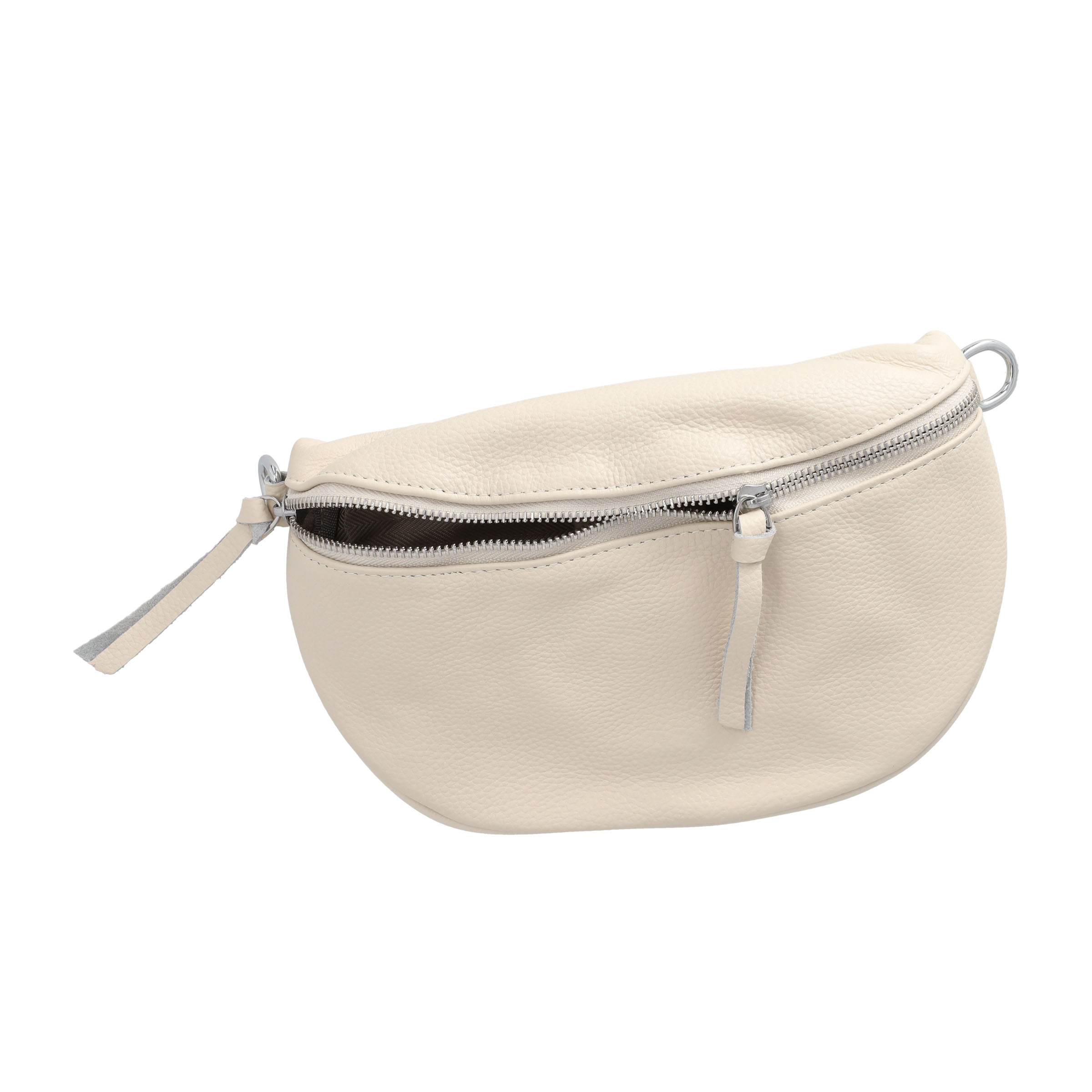 (25x15cm) Echtleder Schultertasche Fashion Crossbody Bag Bauchtasche mit Anhänger - Beige