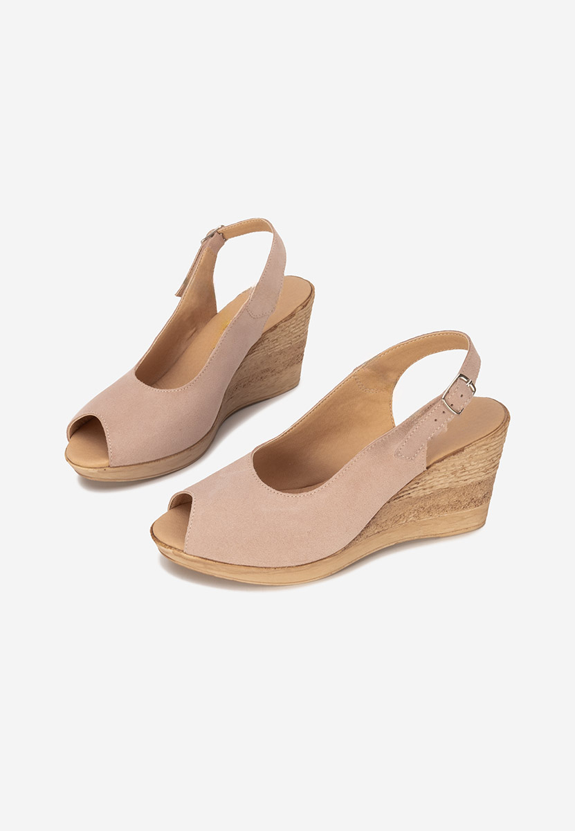 Sandales à plateforme en cuir roses Anelka