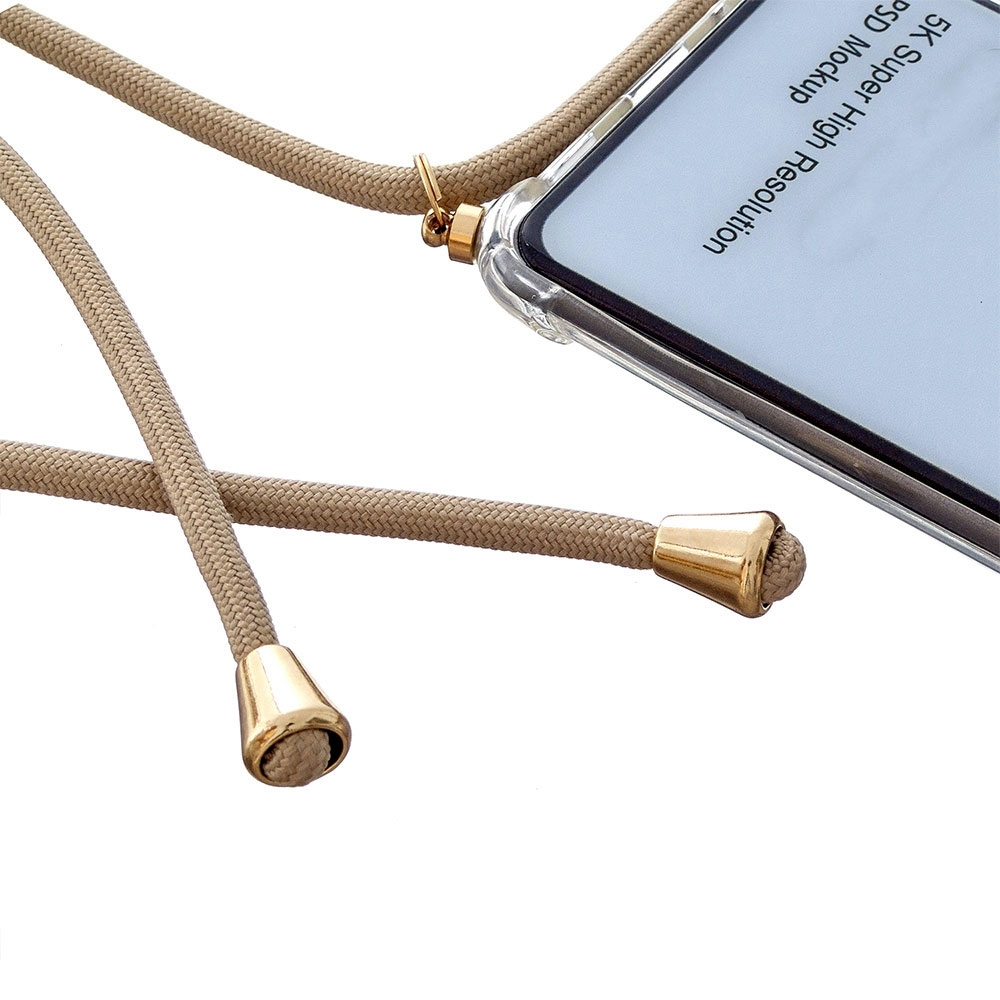 Samsung Galaxy S24 Necklace Gummi Hülle Air Cushion Fallschutz   Handykette (150cm) - Türkis / Gold