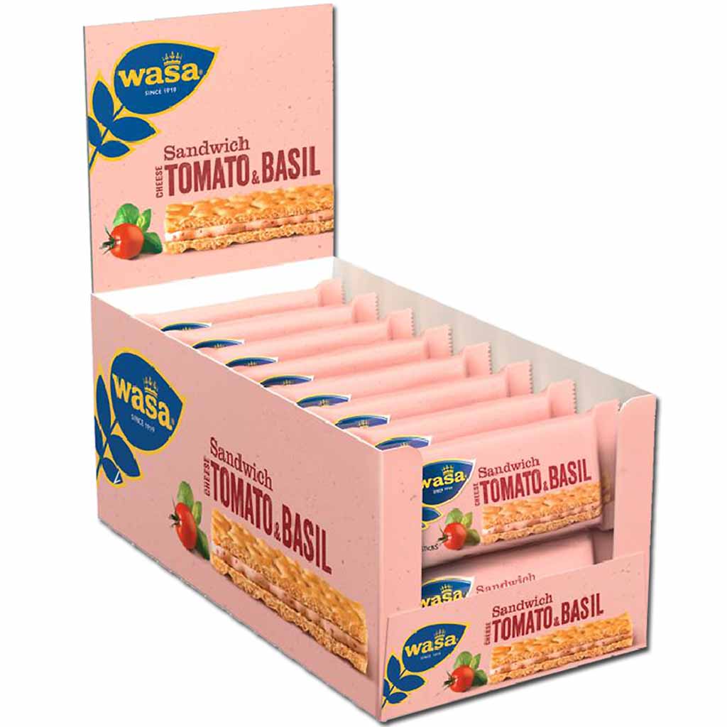 Wasa Knäckebrot Sandwich Cheese Tomato & Basil 24x40g=960g MHD:31.8.25