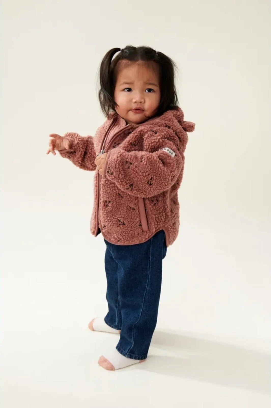 Liewood Mara Pile Jacket With Ears cherries dark rosetta