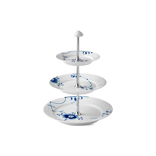 Royal Copenhagen Blå Mega Riflet 3-Lags Etagere, Ø24 cm