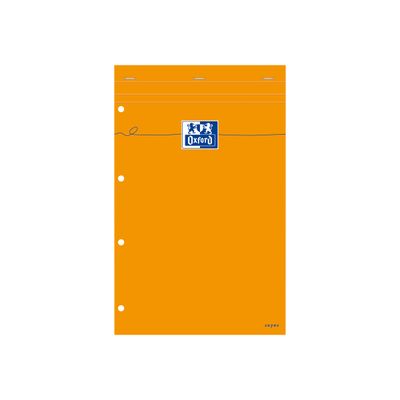 Oxford - Pack de 5 Blocs notes - A4 + - 160 pages - grands carreaux - perforés - orange