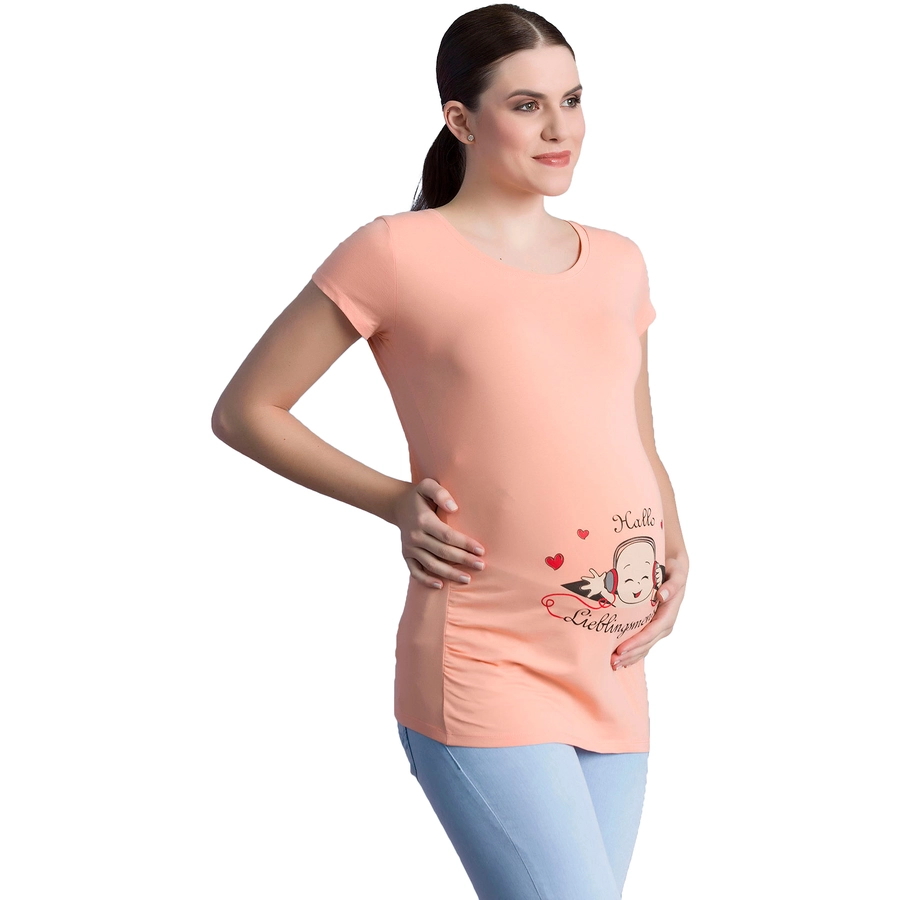M.M.C. Umstandsshirt Hallo Lieblingsmensch mit Motiv Lachsfarbe