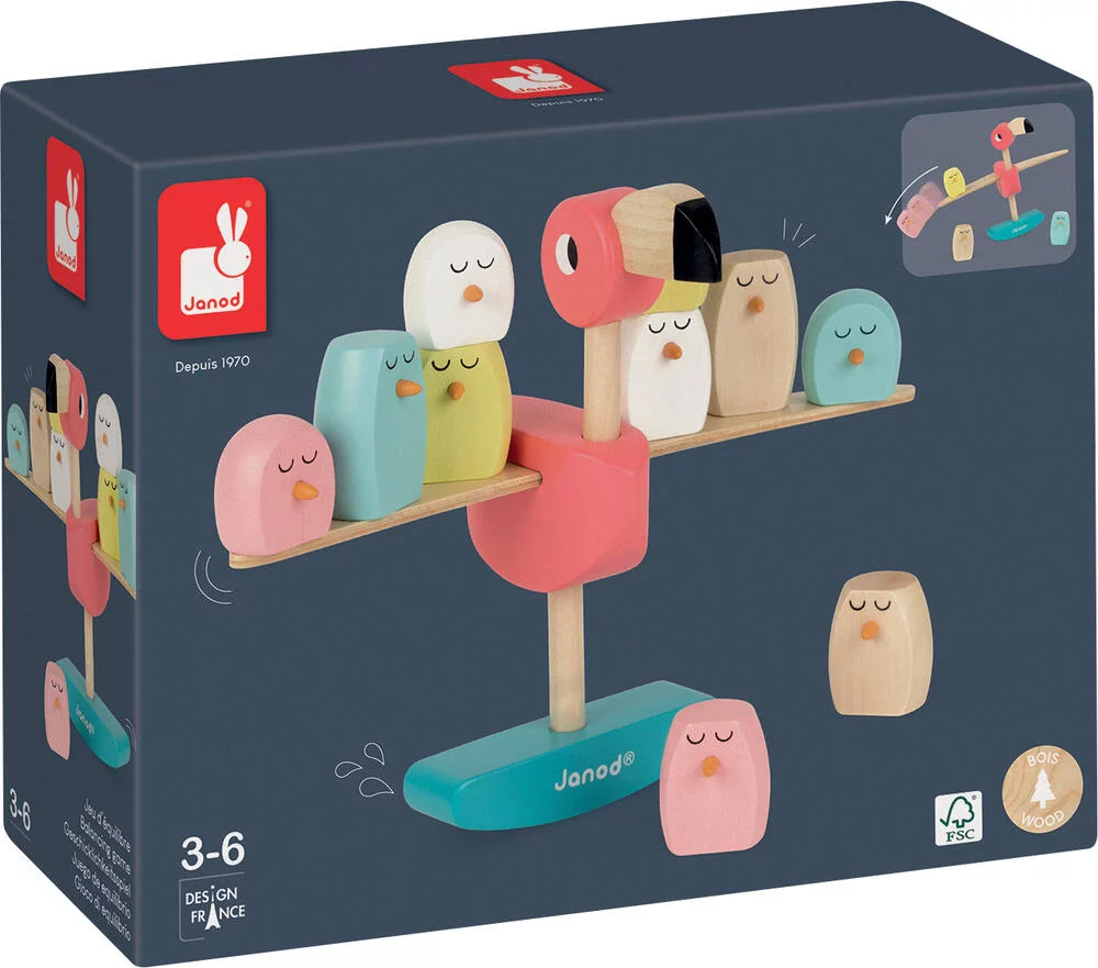 JEU D'EQUILIBRE FLAMANT ROSE EN BOIS