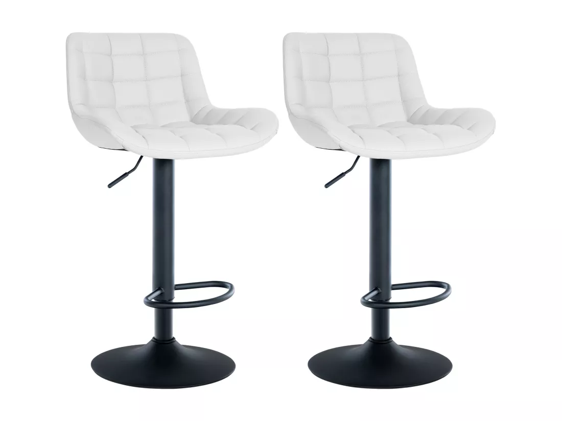 Lot de 2 Tabouret de bar - Similicuir - Blanc - Tover