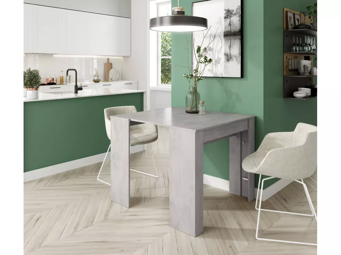 Console Diluna, Table à manger extensible, Table avec rallonges polyvalentes extensible jusqu'à 10 places, 51/237x90h78 cm, Ciment