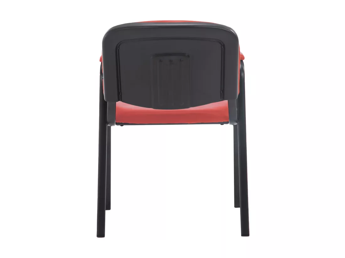 Chaise de conférence - Similicuir & Métal noir mat - Rouge - Ken Pro
