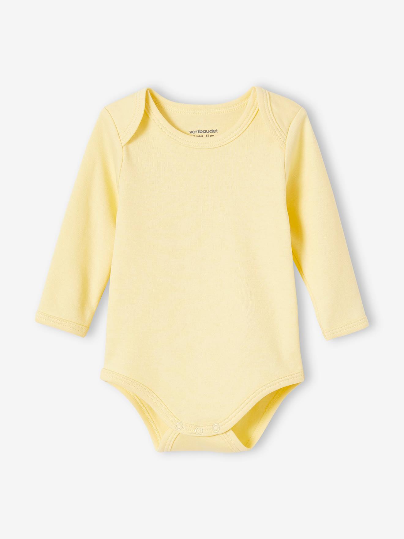 Conjunto de 5 bodies de manga comprida para bebês com cavas americanas, rosa claro bicolor/multicolorido
