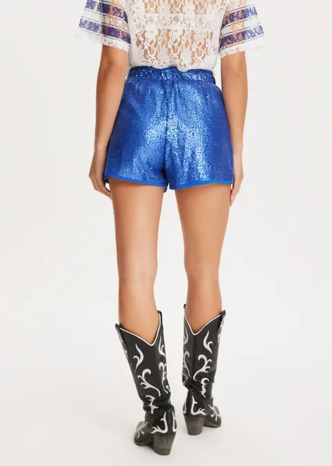 Short met pailletten blauw (BLW.K)