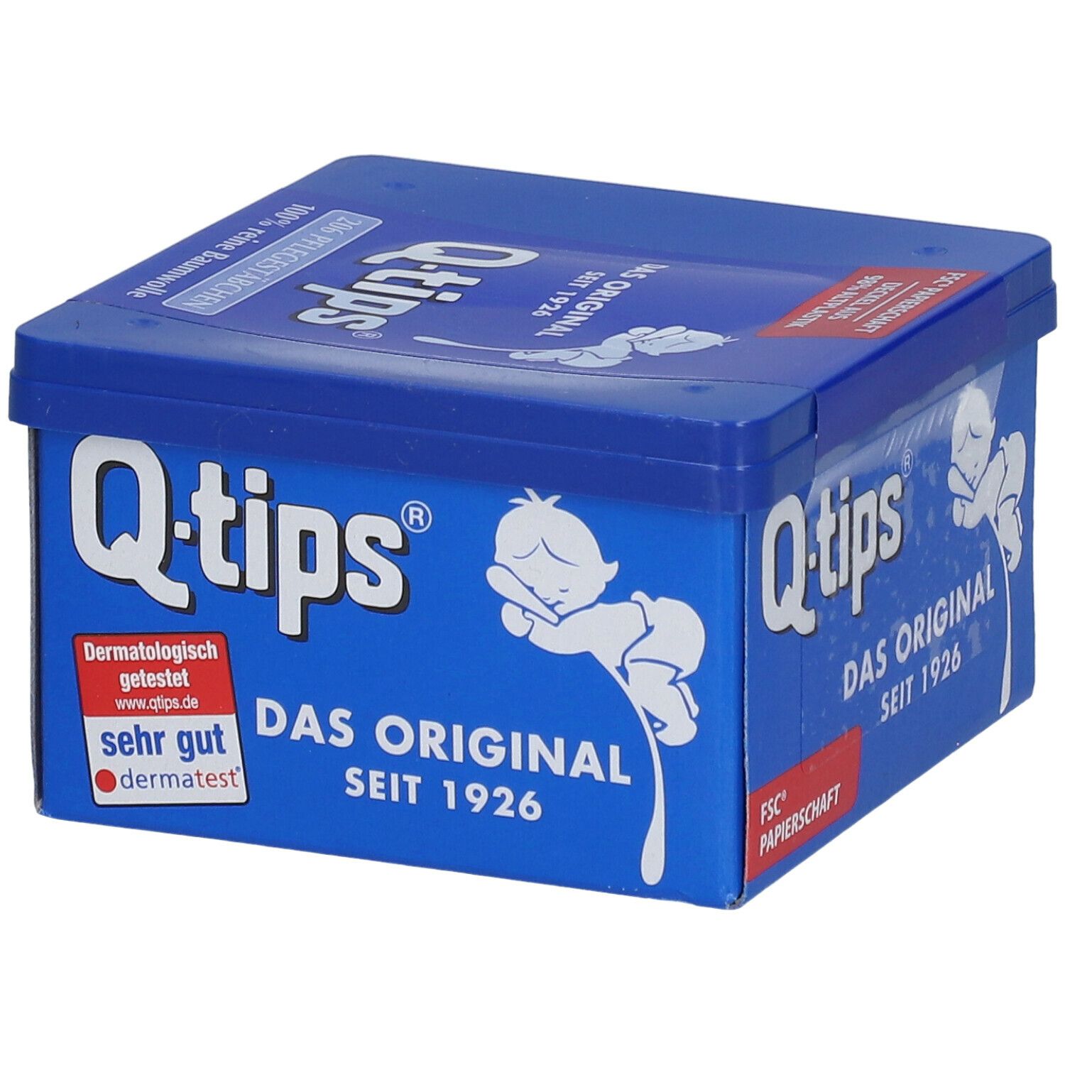 Q-tips® Wattestäbchen, Würfelbox