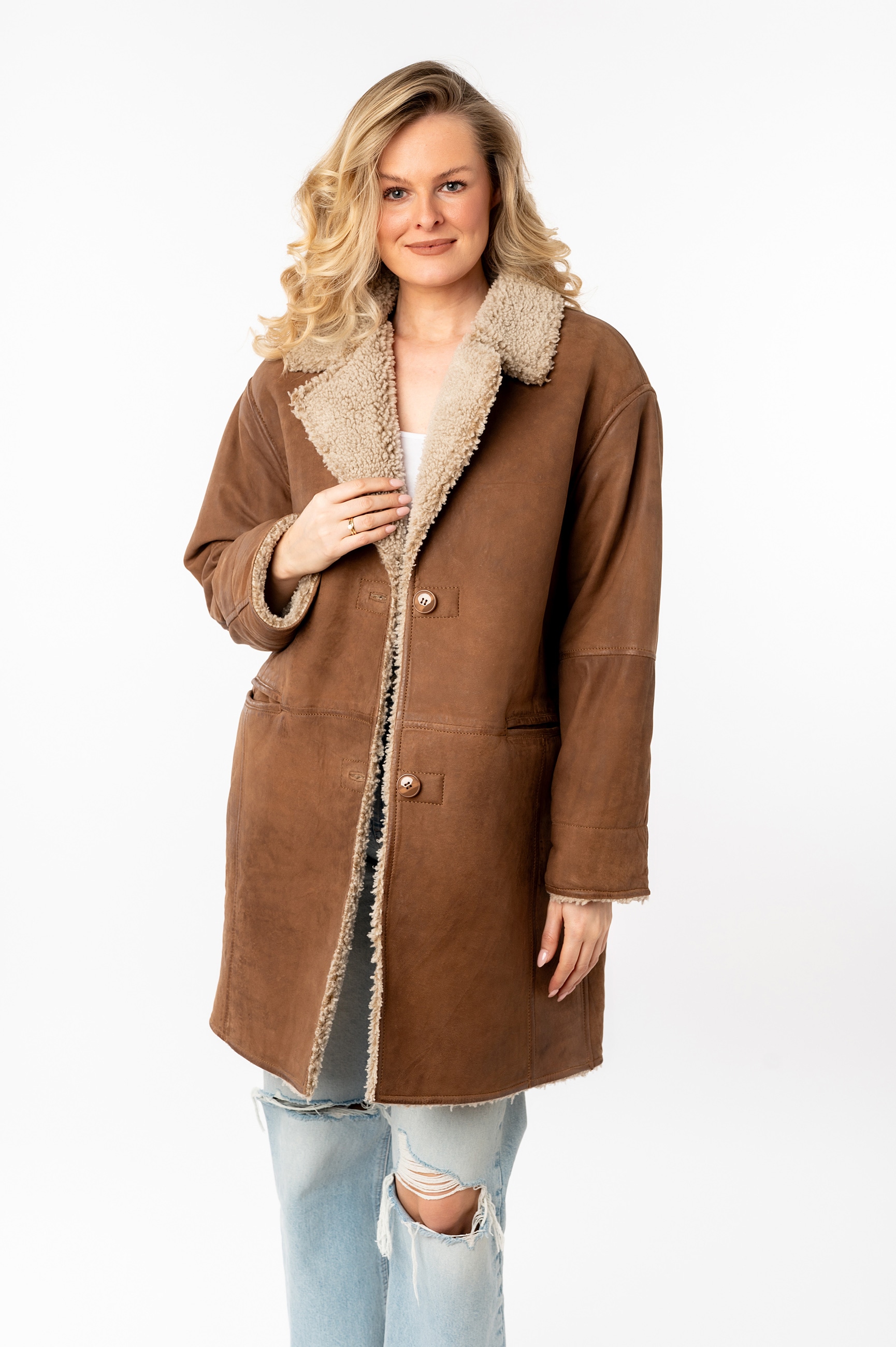 Mauritius Ledermantel »MWXofia OS«, mit Reverskragen, Oversized Fit