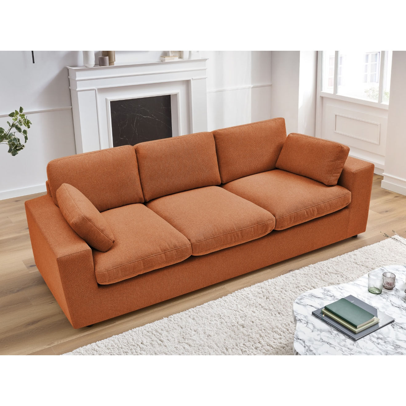 Bobochic Canapé compact belair orange - 220x93x80 cm