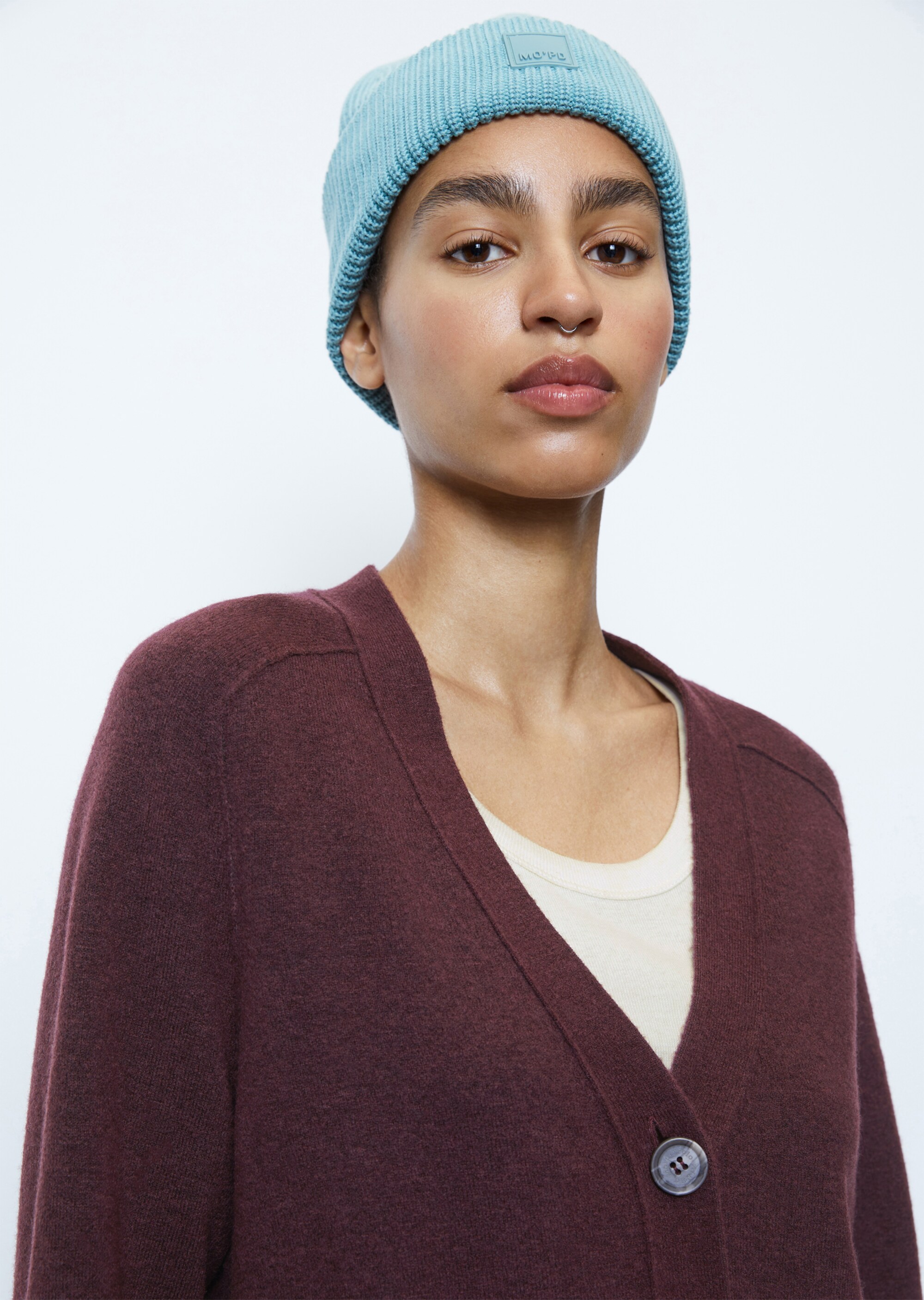 V-Neck-Cardigan relaxed aus softem Schurwolle-Mix