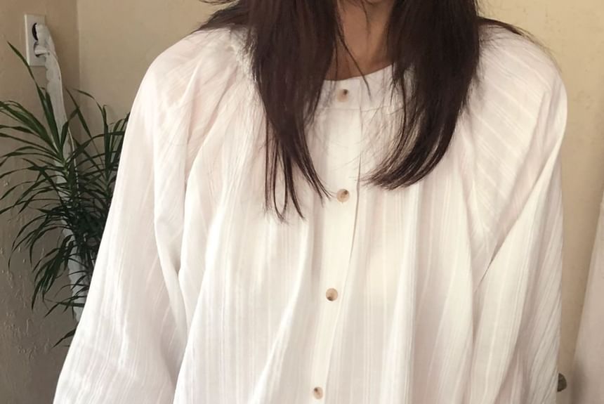 SeoulPop - Blouse met lange mouwen en knoopjes