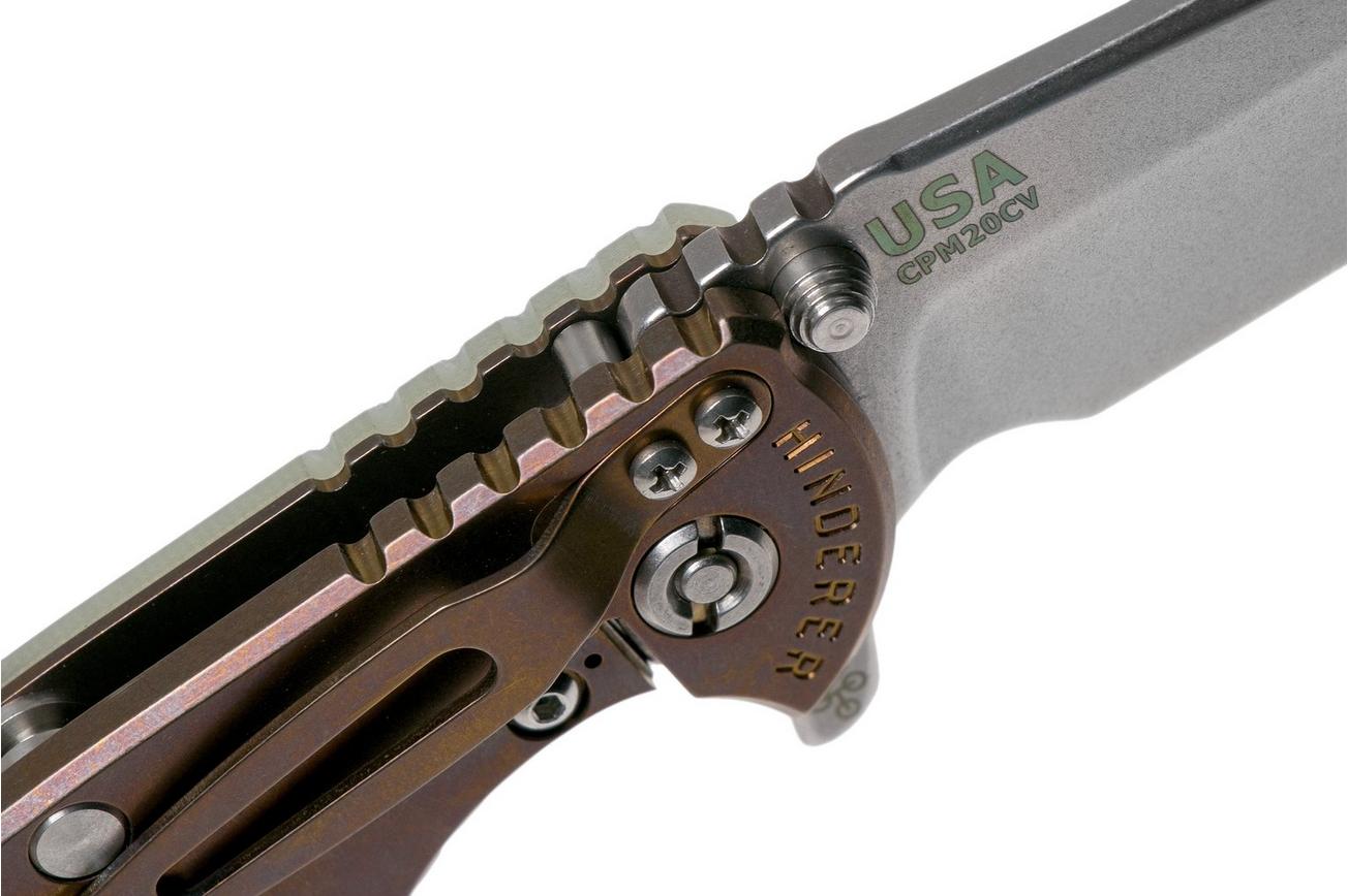 Rick Hinderer XM18 3,5” Spearpoint CPM 20CV Stonewash, Bronze, Translucent G10, zakmes