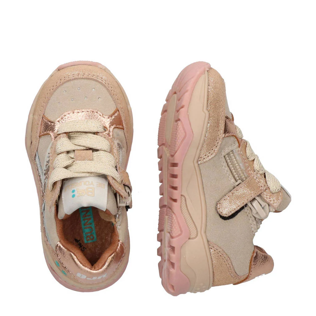 BunniesJR Cleo Chunkyleren sneakers met pailletten en glitters lichtroze
