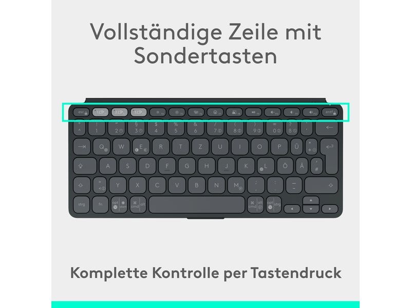 Logitech Tastatur Keys-To-Go 2 Graphite Schlanke und kabellose Tastatur für Unterwegs