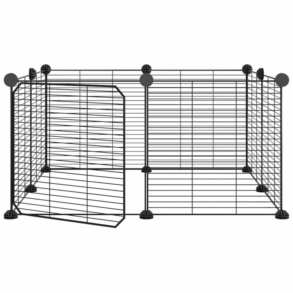 Cage animaux de compagnie à 8 panneaux et porte noir 35x35 cm