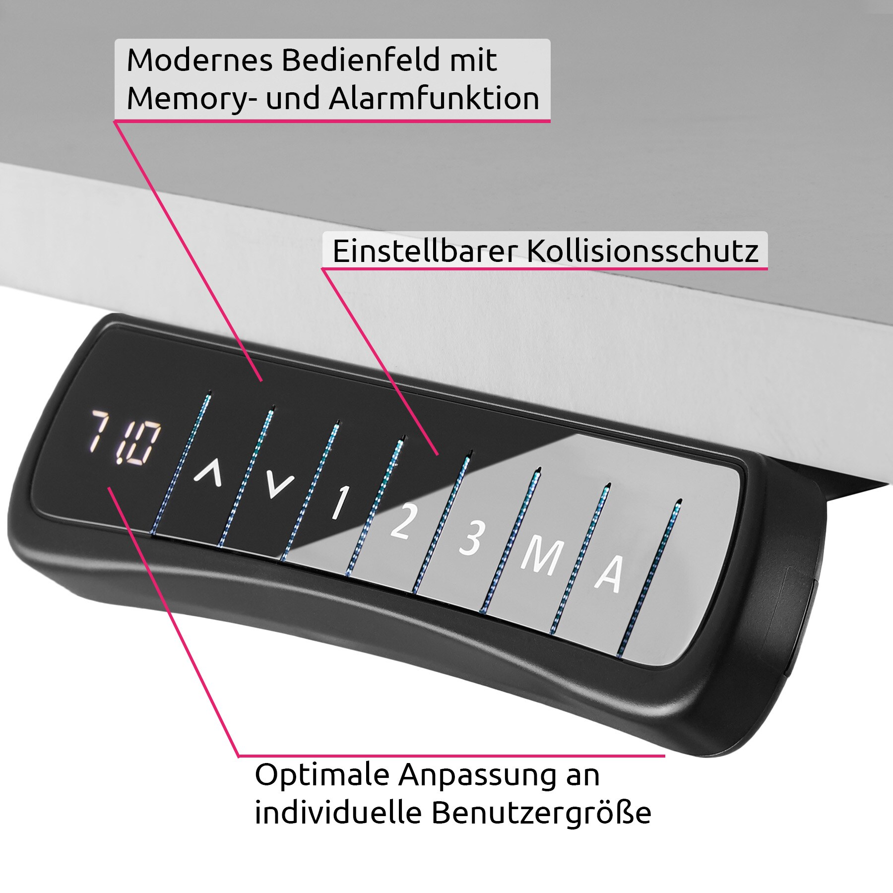tectake® Tischgestell, elektrisch höhenverstellbar mit 2 Motoren, breitenverstellbar, 110 - 190 x 68 x 58 - 123 cm
