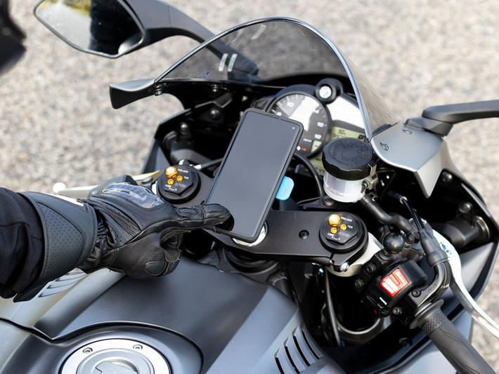 Motorcycle Mount V2 Universal Motorrad Halterung mit Sicherungsverschluss (QLM-HBR) - Schwarz / Blau