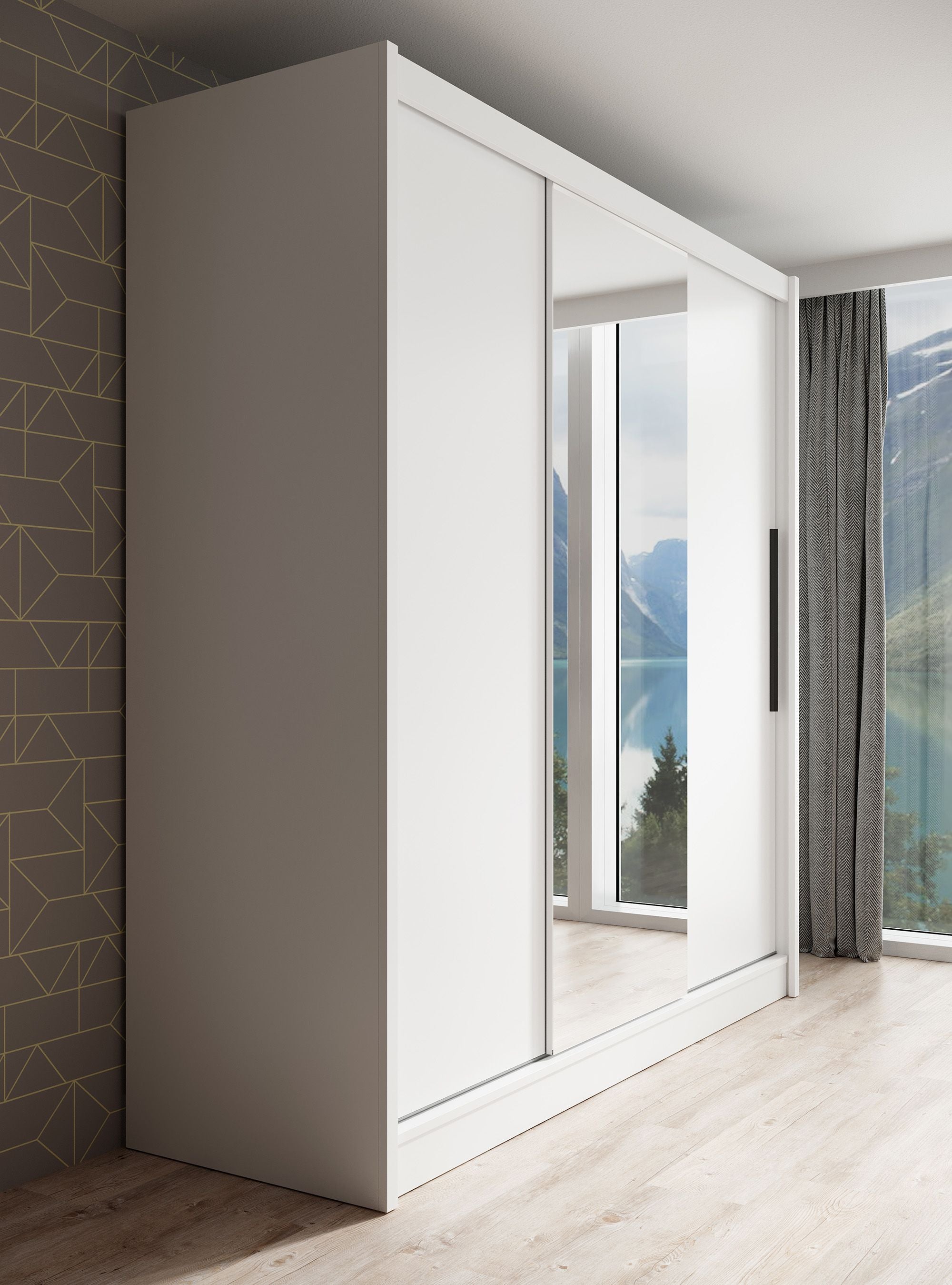 Alcamo - Kledingkast met schuifdeuren - Wit - 205x63x205 cm