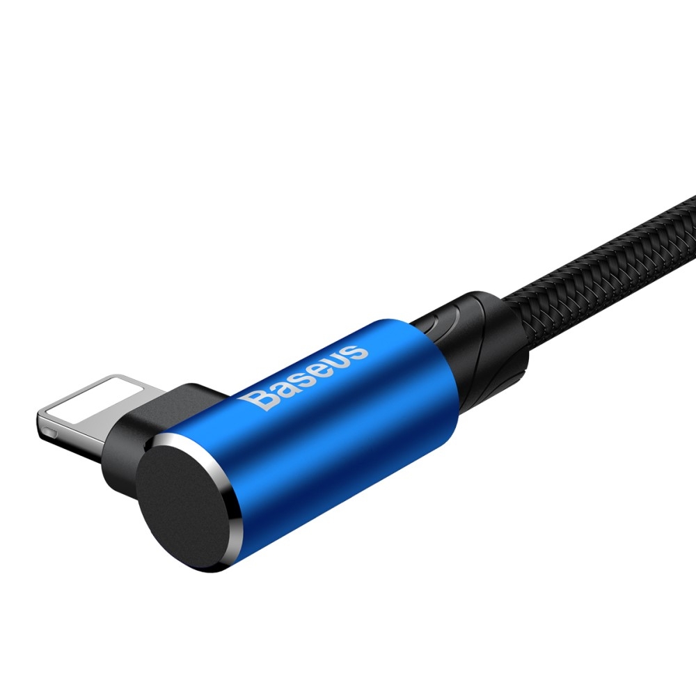 (2m) Elbow Type Lightning Gaming USB 90 Grad Winkel Ladekabel Datenkabel - Blau / Schwarz